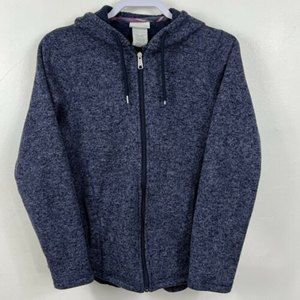 Dickies Womens Sweater Jacket Gray Heathered Zip Pocket Drawstring Hooded Size M